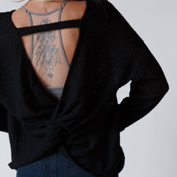 NWT THREE BIRD NEST Open Back Thermal Knit Top Size XL - Picture 1 of 4
